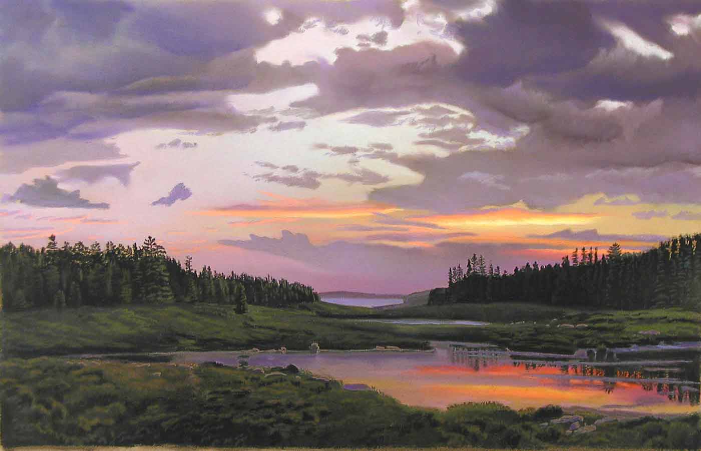 Landscape Paintings of Mount Desert Island "Northeast Creek, Dusk